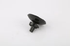 A small black plastic automotive or appliance vent clip with a round mounting base and a short protruding tab, shown on a plain white background.