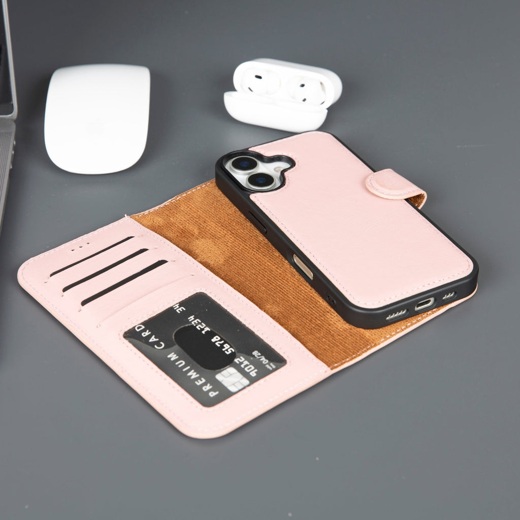 Phone case with card holder on a gray surface