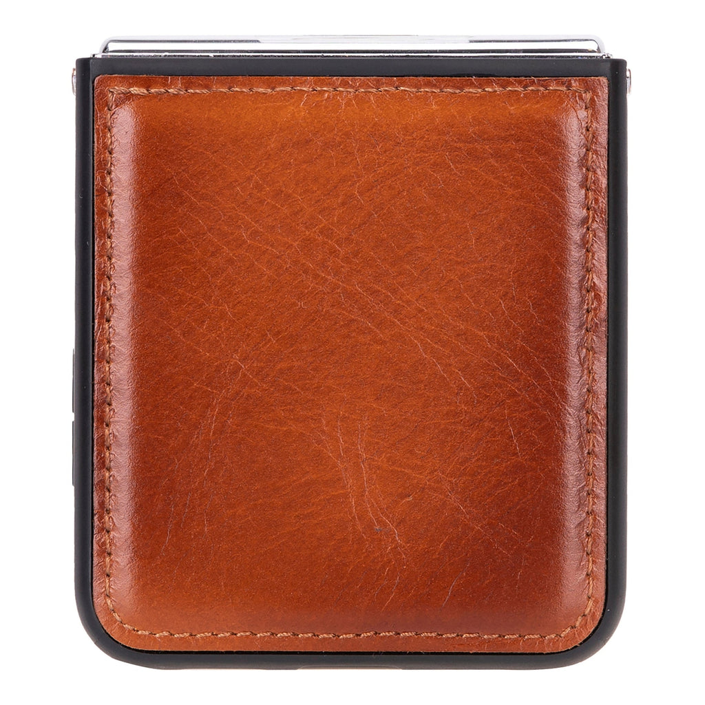Brown leather wallet with black frame on a white background